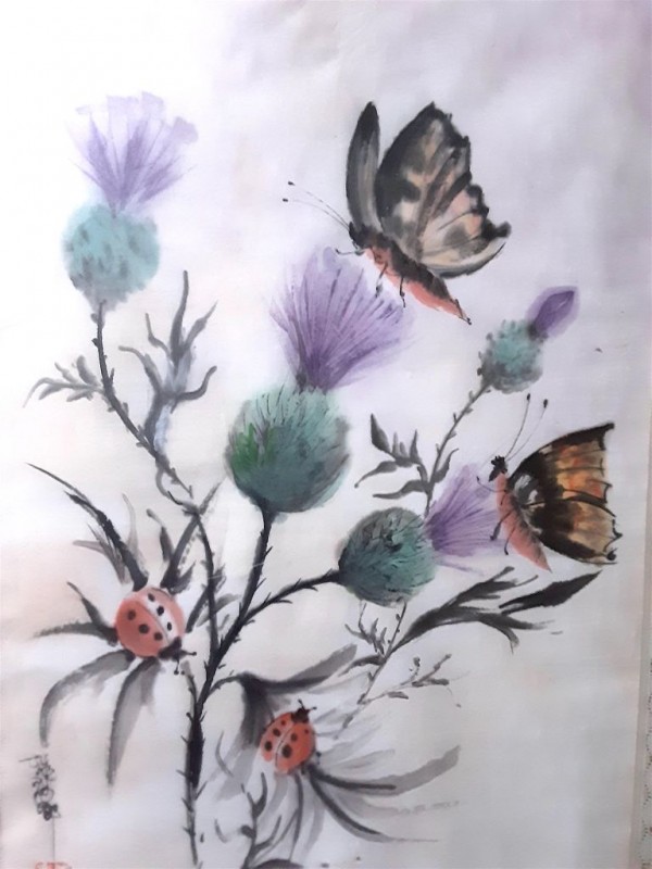 Chardon aux papillons 32x47cm