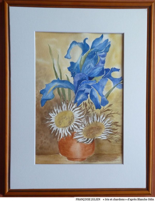 Iris et chardons d'après Blanche Odin