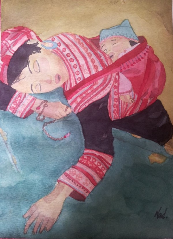 Sur mon dos - aquarelle