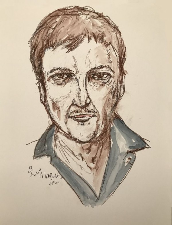 Homme - Aquarelle - Crayon noir